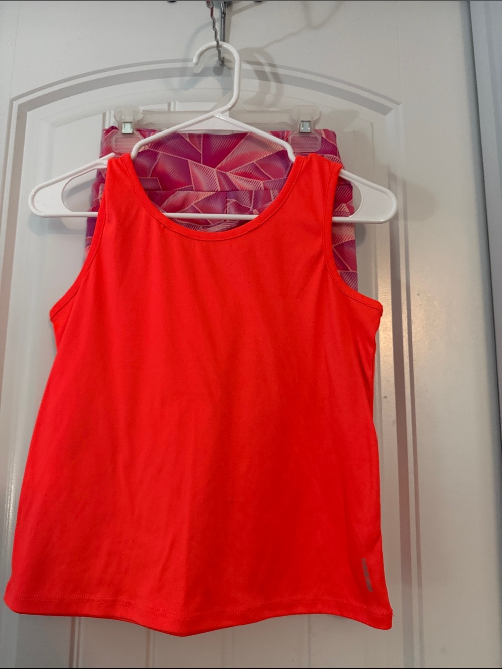 Gently worn Girls' Bright Coral Tank Top Matching and shorts Set